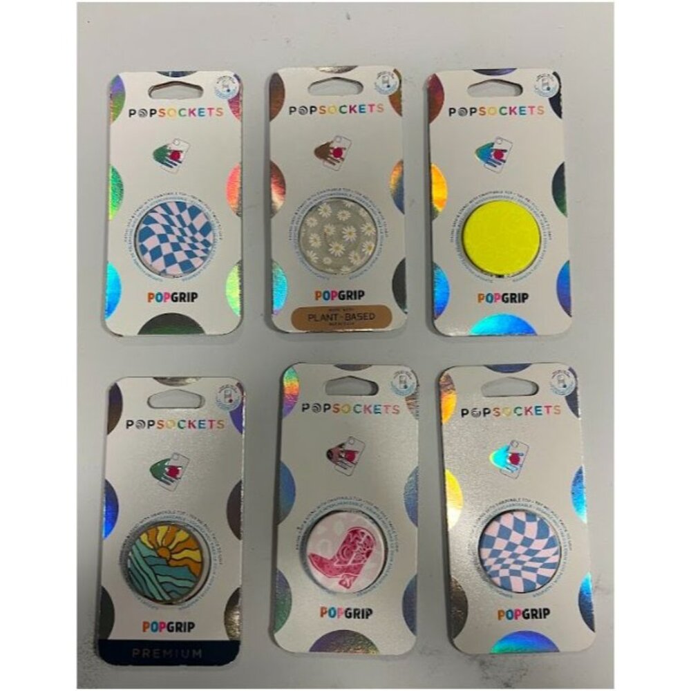 PopSockets PopGrip 5 Design Cell Phone Grip & Stand 6Pk
